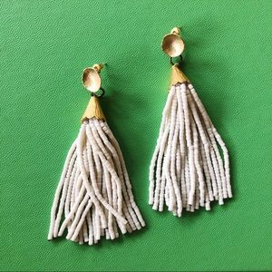 White beaded tassel Earrings
